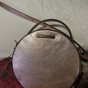 Brahmin Metallic Rose Gold Round Crossbody Bag